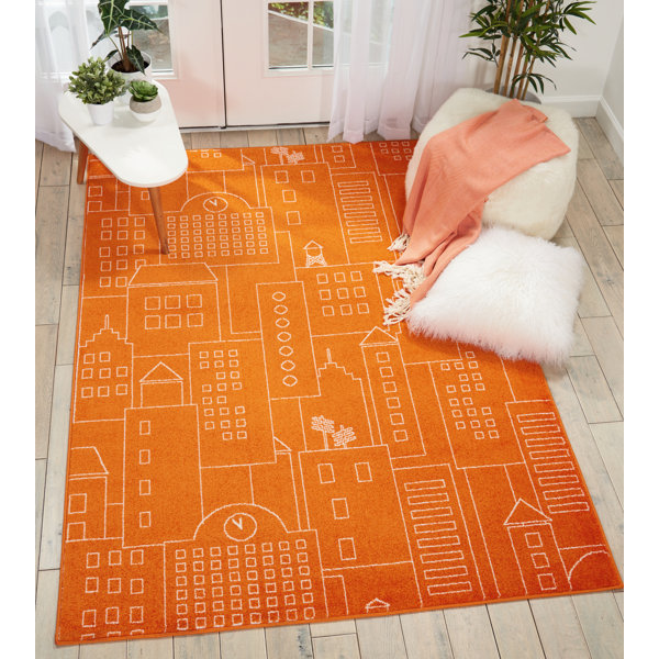 Ebern Designs Chunn Power Loom Performance Orange Rug & Reviews Wayfair